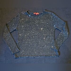 Narciso Rodriguez Womens Sparkly Sequin Black Pullover Sweater Size Medium